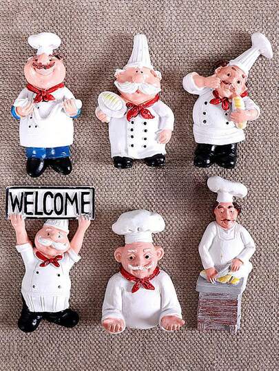 1 pièce Aimant de réfrigérateur de chef de bande dessinée, autocollant magnétique 3D créatif de boulanger, aimant de décoration de maison de cuisine unique