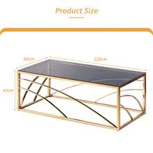 AINPECCA Frame Coffee Table Stainless Steel With Dark Grey Tempered Glass Design Living Room - Dorado - Ver 2