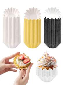 50个烘焙纸杯，带扇形边缘的纸杯蛋糕衬垫，玛芬纸杯，防油纸杯，适用于婚礼、生日、节日、派对、家庭烘焙 - 彩色 - 查看 11