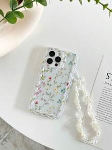 Floral Printed Wavy Edge Transparent Phone Case With Chain, Shockproof And Cute Design Compatible With Iphone 17/17 Pro/17 Pro Max, 16/16 Pro/16 Pro Max/16 Plus, 10 - Multicolor - View 3