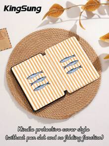 Kingsung Line And Fish Pattern Tablet Case, Compatible With 9.7/10.2/10.5/10.9/12.9/Pro 11, 10th Generation, Compatible With Samsung Galaxy Tab S6 Lite 10.4-Inch, Compatible With Kindle Paperwhite 12th Gen 2024, Kindle (11th Generation) 2022 Version, Kobo Clara Color, Soft And Drop Resistant, Intelligent Standing/Automatic Wake-Up/Sleep - Multicolor - View 10