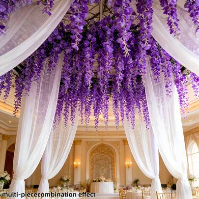 30pcs Artificial Purple Wisteria Flowers - Elegant Romantic Purple Vine Flowers, Suitable For Outdoor - Wedding Garden Modern Decor | Garden And Patio Decor, Maintenance-Free - Perfect For Spring, Valentine's Day, Mother's Day, Anniversary, Indoor/Outdoor Fake Flower Decor, Home Holiday Decoration, Porch, Windowsill, Balcony, Room Decor, Wedding Decoration