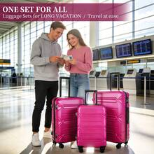 YSTYLE Maleta trolley rígida ultraligera y espaciosa, cerradura de combinación lateral con TSA, 4 ruedas para fácil transporte - Rosa Fucsia - Ver 2