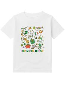 Camiseta infantil de cuello redondo 100 % algodón con iconos irlandeses de dibujos animados para el Día de San Patricio. Camiseta blanca de manga corta con divertidos elementos del Día de San Patricio. Regalo para enfermera de la UCI pediátrica. Camiseta de San Patricio con colores cómodos. Largo regular. Camiseta con lazo de trébol de la suerte. Camiseta verde de enfermera con trébol. Camiseta con estampado artístico "One Lucky Nurse". Camiseta de trébol. Camiseta infantil del Día de San Patricio. Ropa irlandesa de la suerte. Camiseta unisex de manga corta. Ropa suave y transpirable para niña/niño. Ropa para adolescentes. Material cómodo. Ajuste cómodo. Material suave. - Blanco - Ver 4