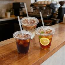 300 Sets Of Transparent Party Cups With Lids And Straws, 12/16/20/24 Ounces Plastic Portable Cups, Suitable For Holding Iced Coffee, Milkshakes, Homemade Lattes, Suitable For Carnivals, Fairs, Weddings, And Themed Parties. - View 5