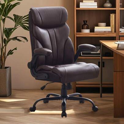 Silla de oficina grande y alta de 227 kg con reposapiés - Silla ergonómica ejecutiva de cuero para computadora, silla para juegos giratoria reclinable de 90 a 155° con soporte lumbar