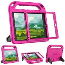 Lightweight Handheld Tablet Protective Case With Screen Protector, Sturdy Handle Stand Protective Cover - Hot Pink - View 2