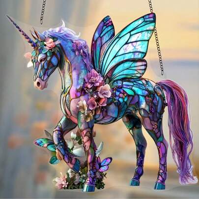 Magical Unicorn And Butterfly Fairy - Dreamland Garden Decor, Charming Home Decoration, Ideal Housewarming Gift And Holiday Wall Art, Unicorn Room Decor