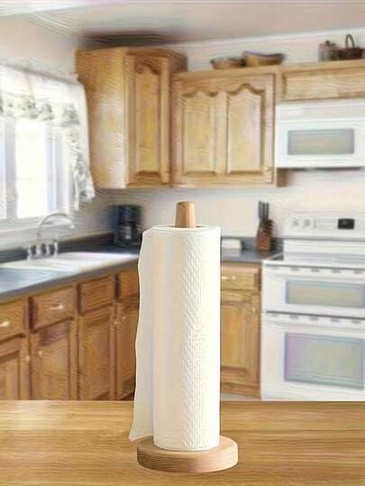 1pc Modern Bamboo Tissue Holder, Countertop Organizer Accessory, Minimalist Design, Structure Saving Space For Kitchen And Bathroom Storage, Suitable For Daily Use In Kitchen, Dining Room, And Living Room; For Tissues, Paper Towels, Hairband And Hair Tie Storage Rack; Jewelry Stand For Bracelets And Accessories Display On The Counter; Gift Giving, Suitable For Mother's Day And Thanksgiving Gifts