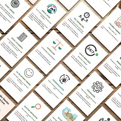 22pcs Cognitive Distortion Cards - Mental Health Therapy Tool For Identifying Thinking Errors, Cognitive Behavioral Therapy Cards For Emotional Wellness, Mental Health Awareness Cards