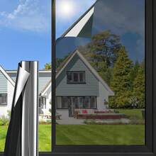 1 Roll - Silver One-Way Privacy Film, Anti-UV Thin Glass Sticker, Anti-Glare Office Glass Film, Daytime Privacy, Non-Peeping At Night, Self-Adhesive PET Material, Strong Adhesiveness And Won't Fall Off - Black and Silver - View 10