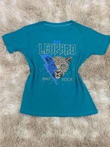 Women's Baby Look Leopard Print - New Release - Green - View 2