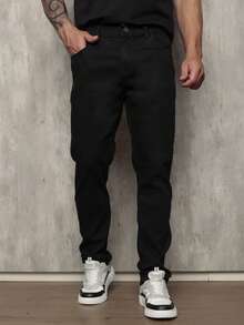 Men's Skinny Jeans With Elastane - Black - View 2
