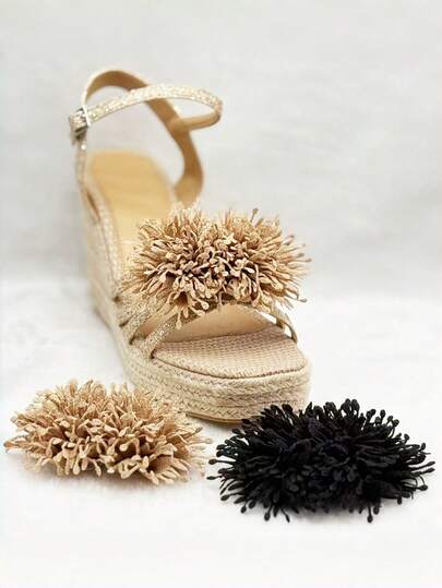 2Pcs Handmade 3D Burned-Edge Fabric Flowers, Chrysanthemum Style Shoe Flowers, Detachable Floral Shoe Clips & Decorative Charms, Elegant Handcrafted Footwear Accessories, Perfect For Sandals, High Heels, Flats, Boots & All Kinds Of Women's Shoes, Sweet Vintage Floral Design, Ideal For Daily Wear, Parties, Weddings & Festive Occasions, All-Match Fashion Shoe Decor For Women & Girls,Mother's Day Gift,Bedroom Decor,Garden,Kitchen Decor,Summer,Beach,Travel Essentials,Room Decor,Squishy,Graduation