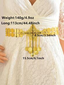 Luxury Dress Belt, Shiny Gold Waist Chain, Middle Eastern Popular Formal Wear Waist Chain, Party/Festival Gift - Gold - View 7