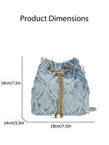 New Fashion Classic All-Match Solid Color Diamond Lattice Raw Edge Metal Drawstring Opening And Closing Design Shoulder Bucket Bag, Elegant Women's Wallet, Drawstring Fringe Shoulder Bag, Denim Bucket Bag, Women's Pearl-Embellished Drawstring Chain Crossbody Bag, Luxury Women's Crossbody Bag, Fashionable Denim Single-Shoulder Tote With Chain Strap And Diamond-Patterned Linen Trim, Wearable Crossbody Or Underarm Carry, Multi-Pocket Design, Oversized Relaxed Hobo Bag With Adjustable Strap, Pearl Rhinestone Bucket Bag, Elegant Evening Clutch, Travel Tote, Niche-Design Commuter Handbag, Distressed Fringe Shoulder Bag, Quilted Distressed Fringe Cylindrical Tote, Drawstring Tote Casual Women's Bag. Perfect For Shopping, Commuting, Parties, And Gatherings. Christmas, Thanksgiving, Cyber Monday Holiday Gifts. Velvet Party Bags For New Year's, Winter, And Snow Season. Year-End Promotions. Warm, Plush, Fur-Lined Styles.End-Of-Year Stocking Stuffers Christmas Gifts - Màu xanh lam - Xem 2