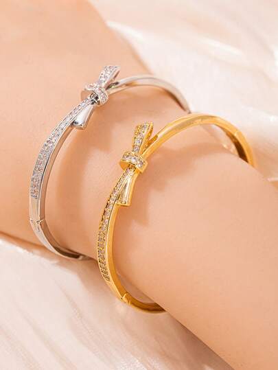 1条复古奢华风格女士手链，镶嵌锆石，半结设计，适合日常佩戴，是圣诞节、母亲节、情人节、周年纪念日的理想礼物——女士珠宝礼品