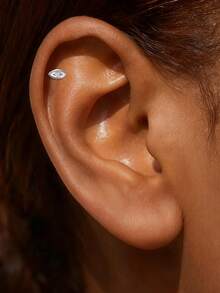 1pc 925 Sterling Silver Moissanite Stud Earrings, Women's Earrings & Jewelry, Wedding/Birthday Gift, Hypoallergenic - Silver - View 9