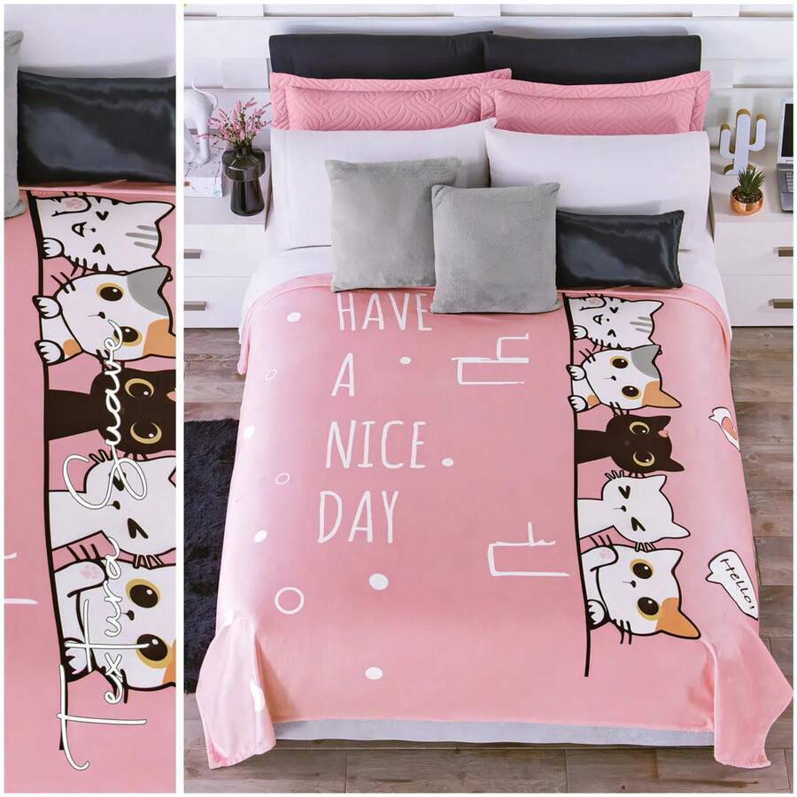 Cobertor Ultrasuave Ligero Matrimonial Kawai Increíbles Diseños- Beautty Home - Rosa Pastel - Ver 1