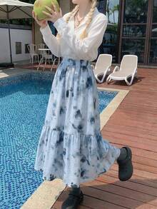 Y6Y Summer New Blue Polka Dot Skirt For Women - Blue - View 8