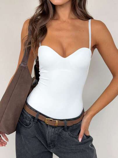 Vaiaye Women's Sexy Bodysuit, Sleeveless Backless Spaghetti Strap Bodysuit, Women's Fitness Wear, Spaghetti Strap Bodysuit, Suitable For Women's Daily Wear, Work Commute, 2026 Spring & Summer Carnival Women's Outfit