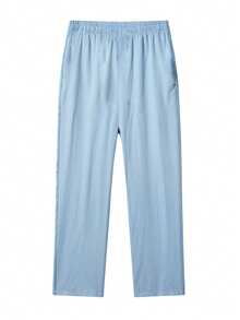 Pantalones casuales de hombre con aspecto de lino, corte holgado, para deportes al aire libre, de moda y versátiles, para primavera/verano - Celeste - Ver 3