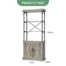 Estantería de 5 niveles con puertas de armario, 187 cm de alto, moderna unidad de almacenamiento con marco de metal y estantes ajustables, para salón, despacho, dormitorio y pasillo, color gris. - A - Ver 3