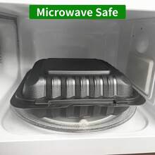 95 Sets Of Flip-Top Takeout Boxes, Sealed Leak-Proof 3-Compartment Hinged Boxes, Takeout Food Boxes, Made Of PP Material Which Is Heat-Resistant And Can Be Heated In A Microwave Oven. They Are Very Suitable For Food Storage And Are Ideal For Use During Carnivals, Wedding Seasons, And Parties. - 黑色 - 查看 9