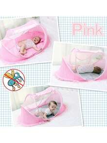 IMPORTEEK 1 Pieza Mosquitero Plegable para Bebé Tienda Portátil para Cuna Dormitorio Exterior - Rosa - Ver 4