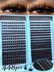 This DIY False Eyelashes Set Contains 448/384/200 Individual False Lashes To Create A Natural Makeup Look. The Set Includes 6 Different Lengths (9-16mm) Of Thickened Individual Lashes: Natural Lashes, Pointed Lashes, Lashes With Pointed Tips, And Cat-Eye Lashes, As Well As Eyelash Glue, Setting Spray, Eyelash Brush, And Tweezers. - 藍色 - 查看 13