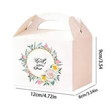 5Pcs Floral Thank You Paper Gift Boxes With Handles – Party Favor Boxes For Wedding, Bridal Shower, Birthday, Candy, Cookies, Small Gifts – Bulk Wholesale - Large Tote Box - View 4