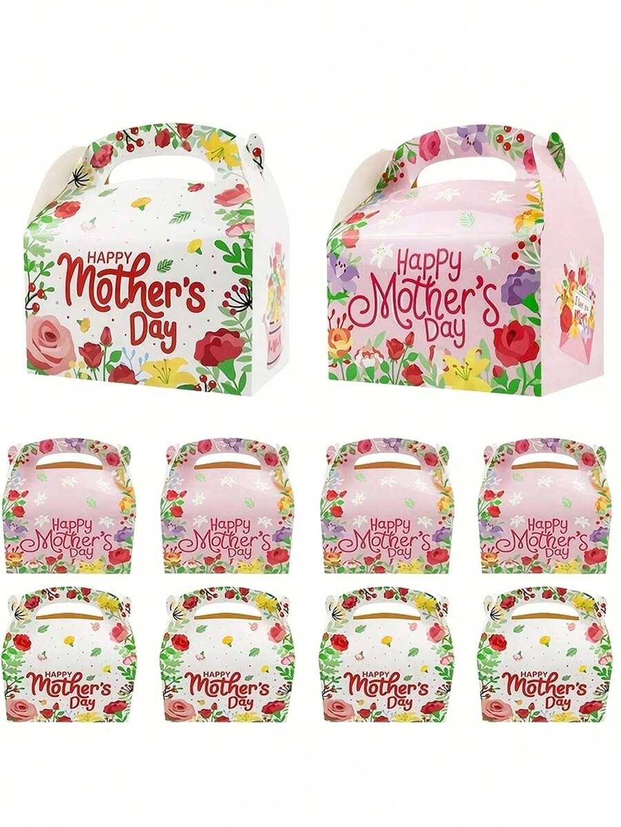 12/8/5件装母亲节鲜花礼盒 - 饰有“母亲节快乐”字样，包含玫瑰、纸杯蛋糕和五彩纸屑 - 是派对装饰和庆祝活动的理想用品，礼盒 | 五彩纸屑装饰 | 装饰糖果盒 - 多色 - 查看 1