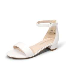 Girls' Chunky Low Heel Sandals Fashion Open Toe Ankle Strap Summer Sandals Suitable Wedding Party Dress Shoes & Daily Wearing - White - View 2