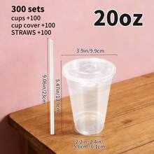 300 Sets Of Transparent Party Cups With Lids And Straws, 12/16/20/24 Ounces Plastic Portable Cups, Suitable For Holding Iced Coffee, Milkshakes, Homemade Lattes, Suitable For Carnivals, Fairs, Weddings, And Themed Parties. - View 12