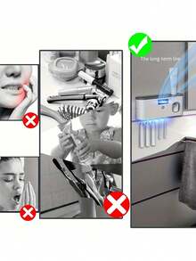 Electric Toothbrush Holder Wall Mount, With Toothpaste Dispenser, Suitable For Bathroom, USB Rechargeable Lithium Battery No Drilling Required. It Is A Smart Storage Organizer That Can Hold Up To 5 Toothbrushes. - 彩色 - 查看 10