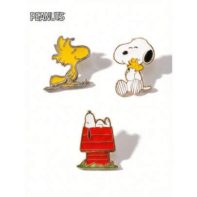 Peanuts 1件史努比官方授权金属珐琅胸针，可爱卡通情侣礼物，小狗个性化收藏品，史努比角色模型饰品，装饰背包书包服装布袋铅笔盒，可爱时尚徽章，适合男女日常佩戴，生日礼物