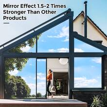 1 Roll - Silver One-Way Privacy Film, Anti-UV Thin Glass Sticker, Anti-Glare Office Glass Film, Daytime Privacy, Non-Peeping At Night, Self-Adhesive PET Material, Strong Adhesiveness And Won't Fall Off - Black and Silver - View 3