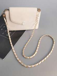 三件套：长款珍珠链 + PU 皮革手机挂绳 | 镀金铝合金肩带 | 人造毛球珍珠吊坠腕带 - 彩色 - 查看 3