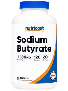 Nutricost Sodium Butyrate 1,500mg Per Serving, 120 Capsules For 60 Servings Per Bottle - Provides 1,200mg Of Butyric Acid, Vegan, GMO-Free, Gluten-Free - 120 Đếm - Xem 6
