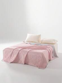 1pc Lightweight Breathable Silk-Like Summer Quilt, Solid Color Air Conditioning Blanket, Soft & Comfortable, Suitable For Bedroom, Dorm, Office Nap, Multiple Colors Available, Modern Style, Easy Care Washable Bedding, Without Pillow Insert - Cherry Blossom Pink - View 6