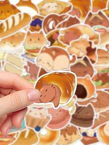 50pcs Bun Cat Stickers Cute Cartoon Chic For Journal, Phone Case, Tablet, Water Bottle, Desk, Luggage, Waterproof Decals - Multicolor - View 5