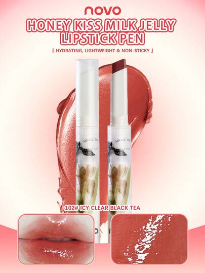 NOVO 固体唇彩，持久不黏腻，水润唇釉，裸色，适合日常妆容，打造自然裸妆效果，学生、上班族、约会、Y2K风格、可爱妆容、秋冬季、早春、情人节礼物、新年妆容，最佳颜色