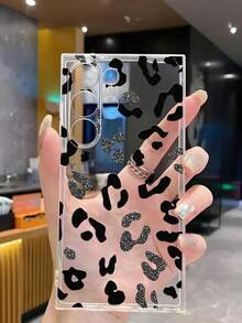 1pc Creative Black & Silver Leopard Print Soft Phone Case, Compatible With Huawei, Honor, Galaxy, Phones,International Version, Not The Domestic Version - Clear - View 5