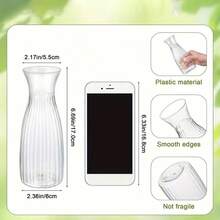 5/10/12pcs Plastic Striped Vase Set, Transparent Floral Arrangement Handmade, Suitable For Various Bouquets And DIY Decoration, Display For Holidays, Home Decor, Desktop, Wedding, Party - A - View 5