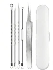 12pcs/9PCS/8PCS/6PCS/5PCS/4PCS/Acne Needle Blackhead Cell Clip Set, Suitable For Pimples, Ingrown Hair Removal, Surface Floating Acne And Blackheads, Very Sturdy And Precise Needle Tips, Less Painful Than Other Acne Tools, Suitable For Professionals And Beginners, Tweezers Set More Sturdy, Not Easily Deformed, Perfect For Facial Blemishes And Pimple Extraction, Beauty Salon Use, Back To School Gift - Multicolor - View 12