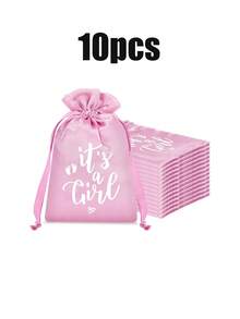 10/20pcs Baby Shower Party Guest Gift Bags, Boy/Girl Satin Drawstring Gift Bags, Gender Reveal Decorations, Baby Shower Party Drawstring Pouches - Multicolor - View 15