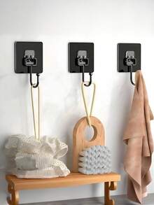 10Pcs Strong Adhesive Wall Hooks Waterproof No Drill Heavy Duty Hooks For Towel Coat Hat Key Bathroom Kitchen Home Organizer - Multicolor - View 4