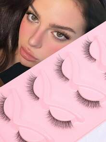 假睫毛 5对 短款纤细假睫毛 仿貂毛假睫毛 12mm 猫眼假睫毛 - 黑色 - 查看 2