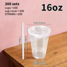 300 Sets Of Transparent Party Cups With Lids And Straws, 12/16/20/24 Ounces Plastic Portable Cups, Suitable For Holding Iced Coffee, Milkshakes, Homemade Lattes, Suitable For Carnivals, Fairs, Weddings, And Themed Parties. - View 9