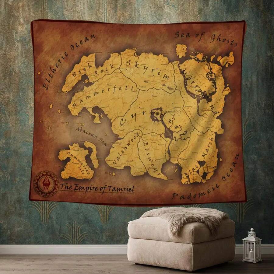 Fantasy Map Art, Magic Land Map, Epic World Print, Medieval Tapestry ...